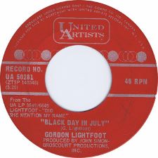 Gordon Lightfoot · Black Day in July / Pussywillows, Cat-Tails - 7